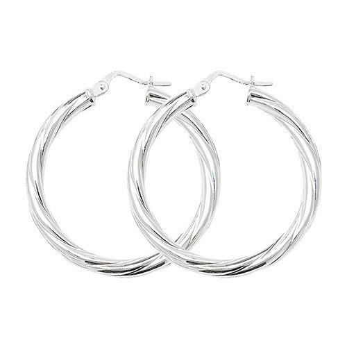 Sterling Silver 25mm Twist Hoop