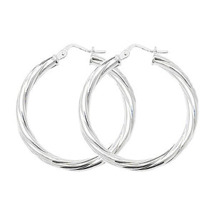 Sterling Silver 25mm Twist Hoop