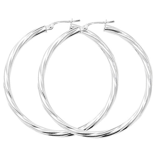 Sterling Silver 40mm Twisted Hoop