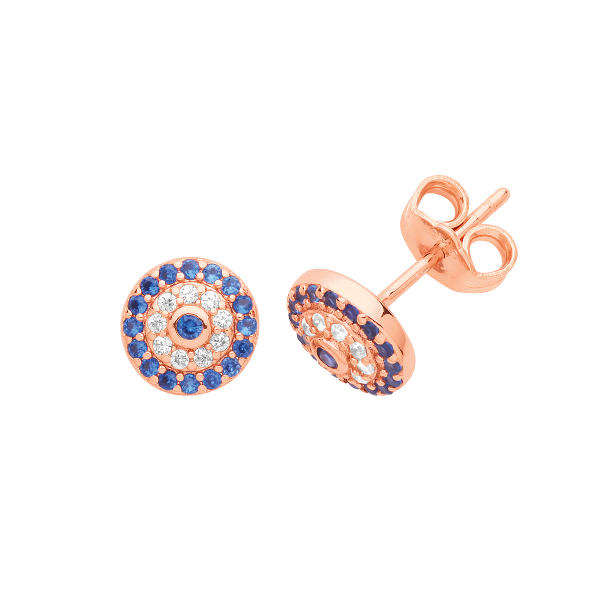 Sterling Silver Rose Gold Plated CZ Stud Earring