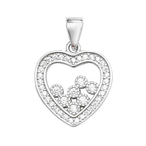 Sterling Silver CZ Heart Pendant