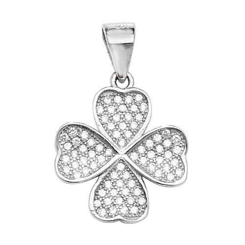 Sterling Silver CZ Clover Pendant