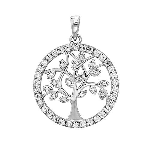 Sterling Silver Tree of Life CZ Pendant