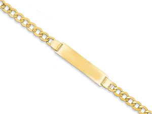 9CT YELLOW GOLD 4.21MM WIDE LADIES ID BRACELET (7.5") WITH 30MM X 6MM PLATE