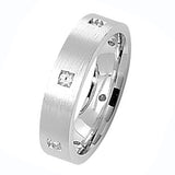 Sterling Silver 5mm Satin FInish CZ Wedding Ring