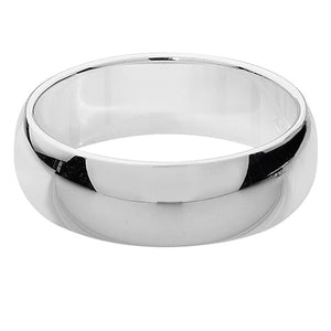 Sterling Silver 6mm D Shape Wedding Ring