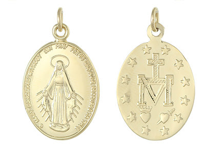 9CT YELLOW GOLD MIRACULOUS MEDAL