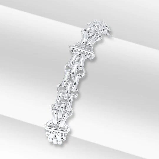 Silver Handmade 9.1mm Triple Row Brick Style Chain