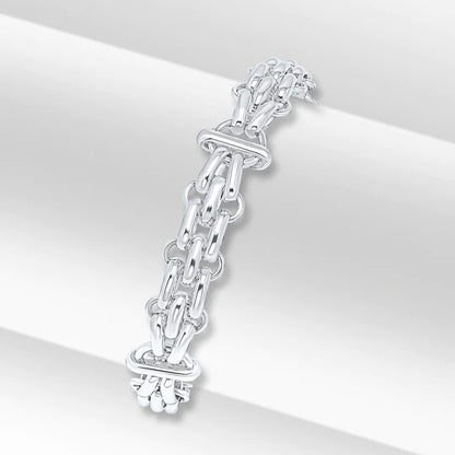 Silver Handmade 9.1mm Triple Row Brick Style Chain