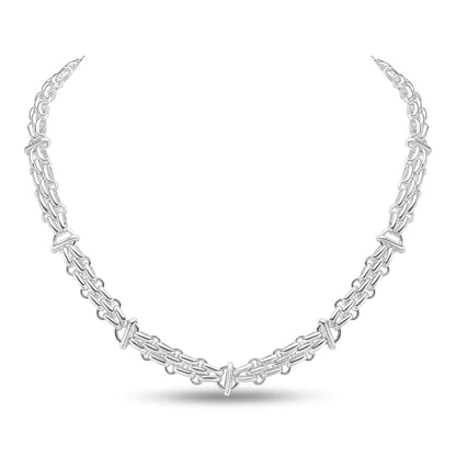 Silver Handmade 9.1mm Triple Row Brick Style Chain