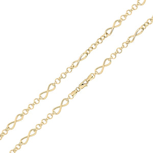 9CT Yellow Gold Handmade Infinity Belcher Chain
