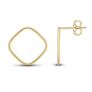 9CT Yellow Gold Open Cushion Stud Earrings