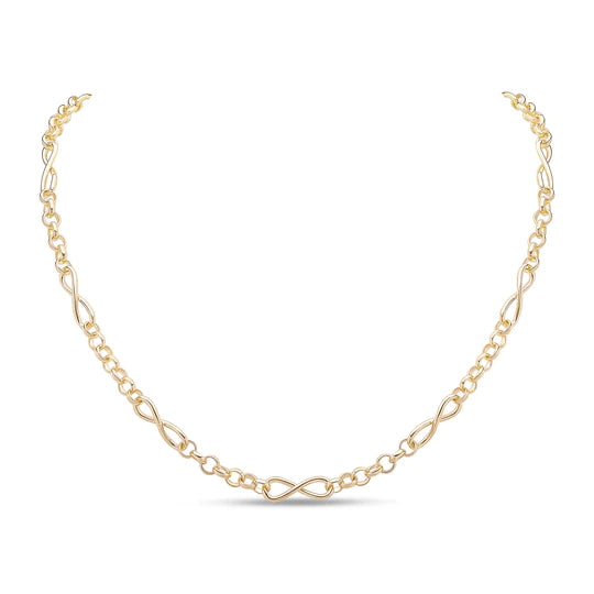 9CT Yellow Gold Handmade Infinity Belcher Chain