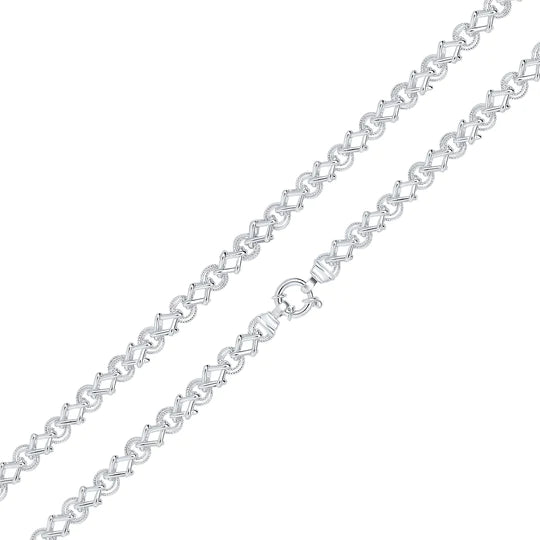 Silver Handmade 8mm Textured Circle Square Chain