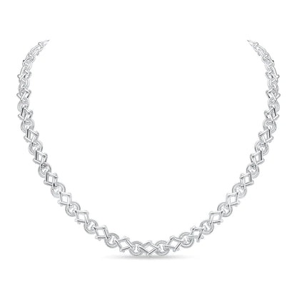 Silver Handmade 8mm Textured Circle Square Chain