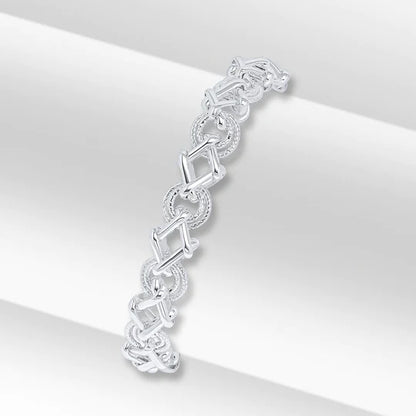 Silver Handmade 8mm Textured Circle Square Chain