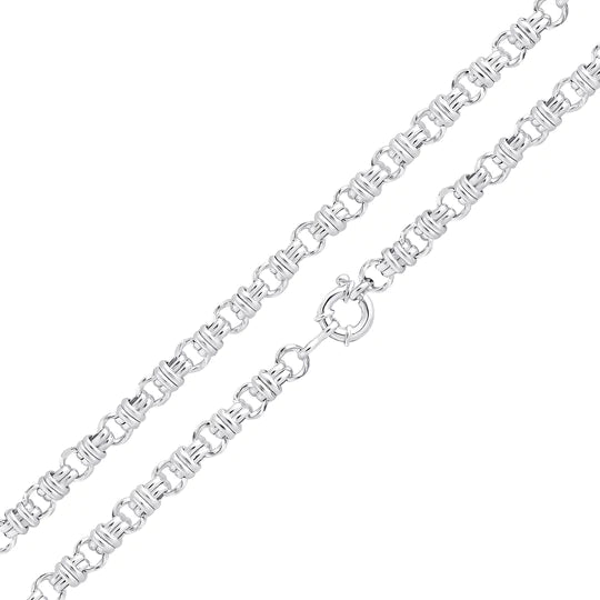 Silver Handmade 8mm Circle Belt Link Chain