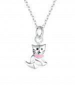 Jo for Girls sterling silver sitting cat pendant