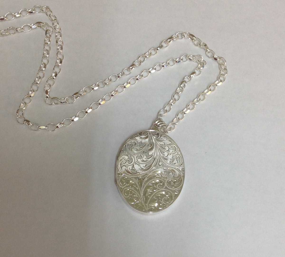 Sterling Silver Hand Engraved Large Locket