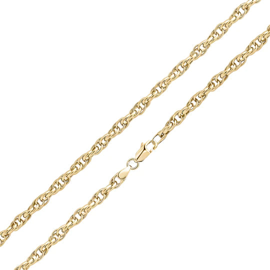 9CT Yellow Gold Handmade 4.5mm Rope Chain