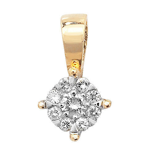 9ct Yellow Gold Diamond Cluster Pendant