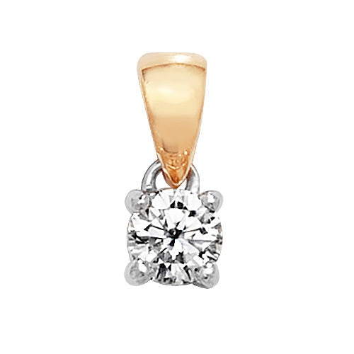 18ct Gold Brilliant Cut Diamond 4 Claw Pendant