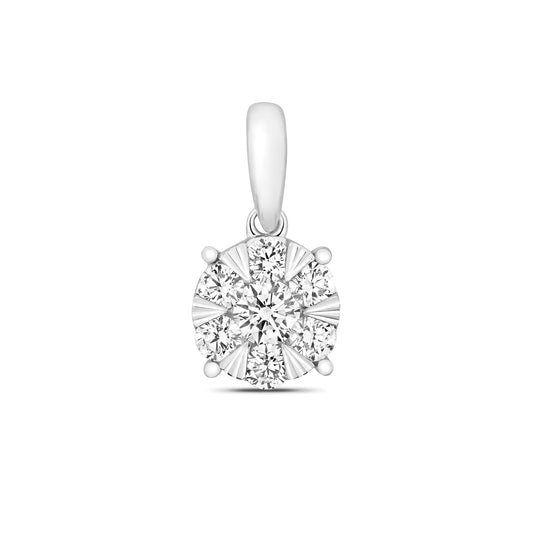 18ct White Gold Brilliant Cut Diamond Cluster Pendant