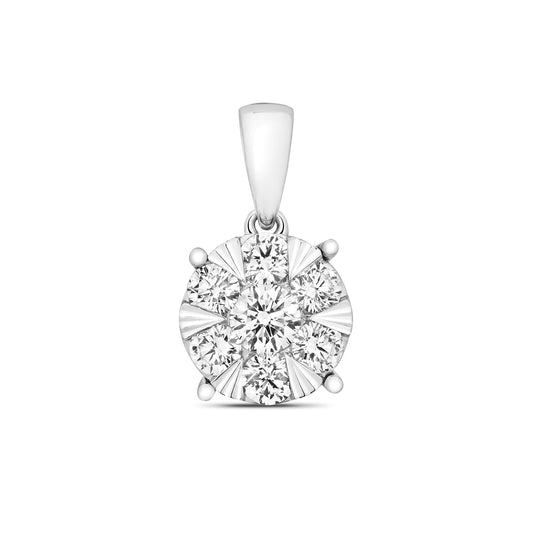 18ct White Gold Brilliant Cut Diamond Cluster Pendant