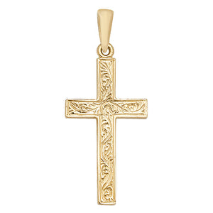 9ct Yellow Gold Patterned Cross