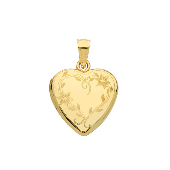 9ct Yellow Gold Heart Engraved Locket