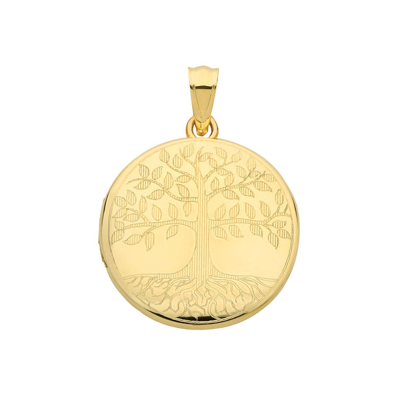9ct Yellow Gold Tree of Life Engraved Locket