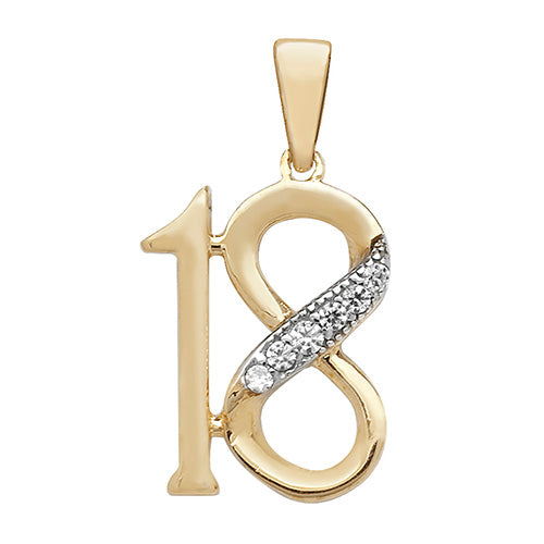 9ct Yellow Gold 18th Pendant