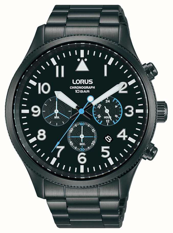 Lorus Chronograph Quartz Black-Plated Stainless Steel Bracelet Watch