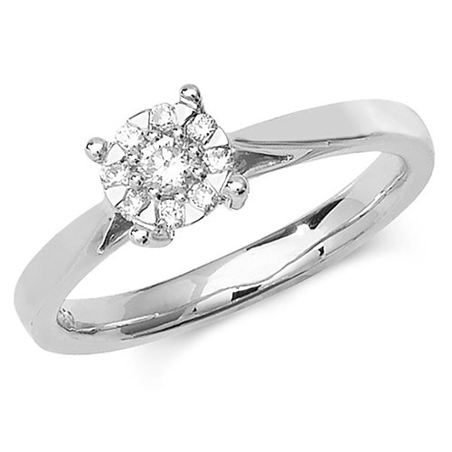 9ct White Gold Diamond Ring