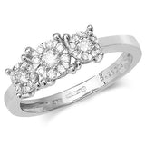 9ct White Gold 3 Stone Diamond Cluster Ring