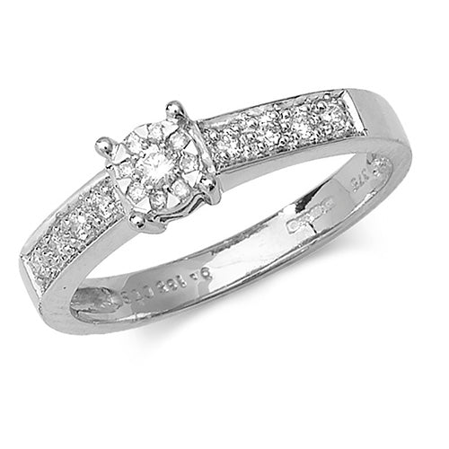 9ct White Gold Diamond Cluster Ring