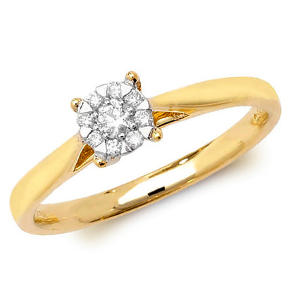 9ct Yellow Gold Diamond Cluster Ring