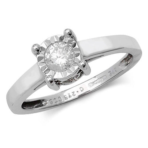 9ct White Gold Diamond Solitaire Ring