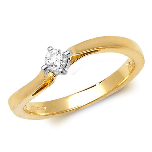 9ct Yellow Gold Diamond Soliatire Ring