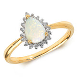 9ct Yellow Gold Opal & Diamond Pear Shape Dress Ring