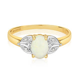 9ct Yellow Gold Opal & Diamond Dress Ring
