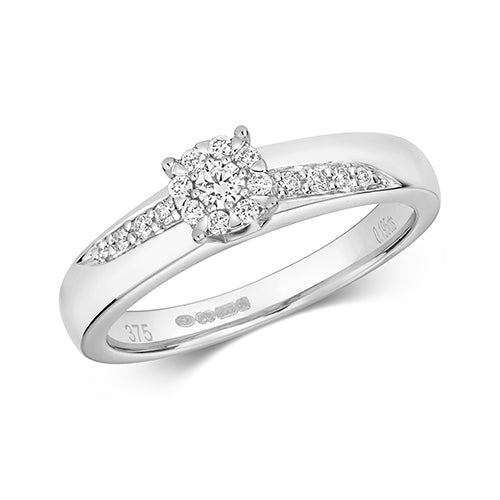 9ct White Gold Diamond Brilliant Crossover Ring
