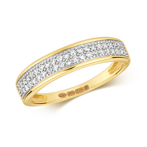 9ct Yellow Gold Double Row Diamond Band Ring