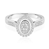 9ct White Gold Diamond Oval Shape Cluster Ring