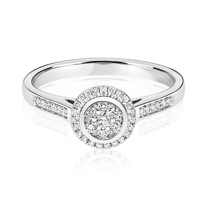 9ct White Gold Diamond Round Cluster Ring