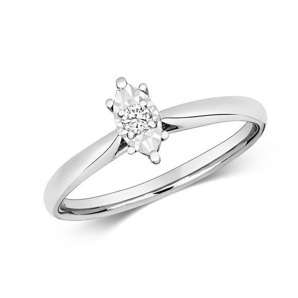 9ct White Gold Marquise Shaped Mount Diamond Ring