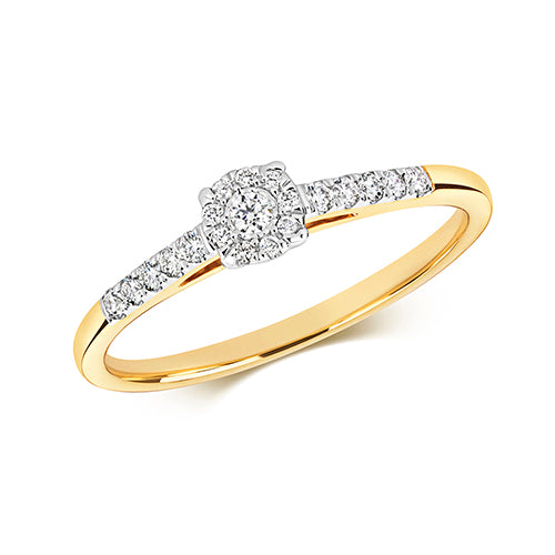 9ct Yellow Gold Illusion Set Diamond Ring