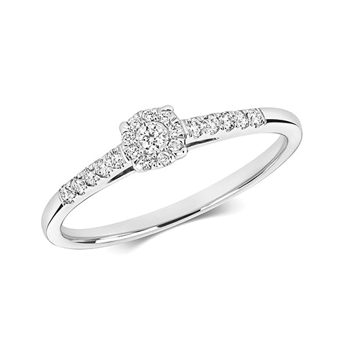 9ct White Gold Illusion Set Solitaire Diamond Ring