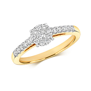 9ct Yellow Gold Illusion Set Solitaire Ring