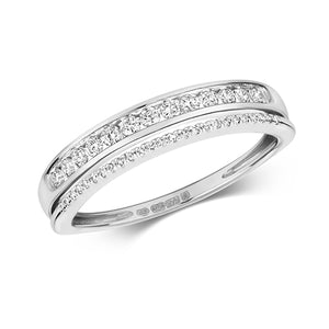 9ct White Gold Diamond Set Split Ring